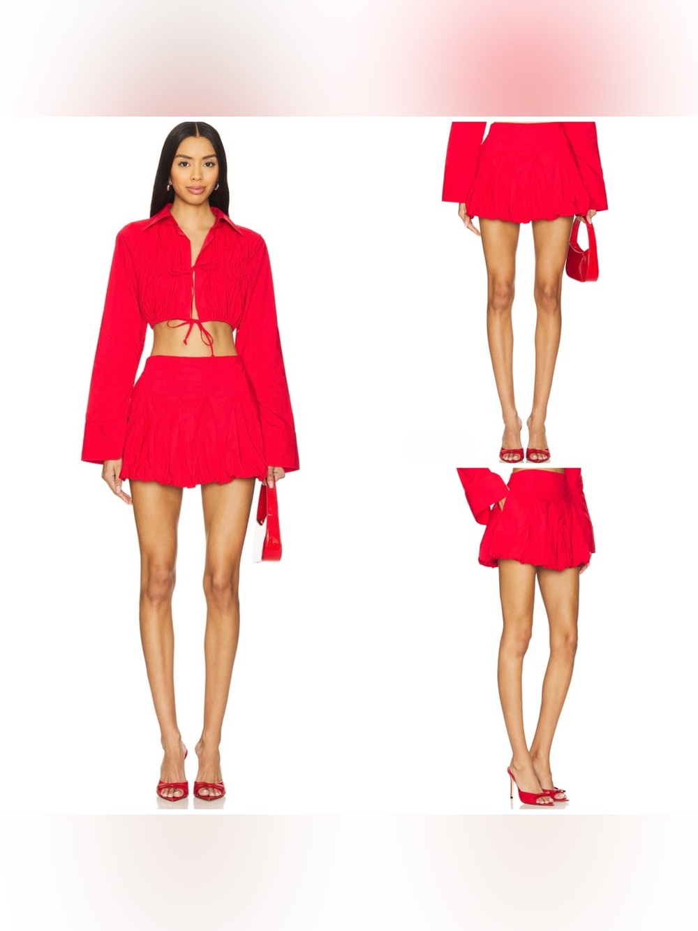 Lovers & Friends Valerie Bubble Red Mini Skirt Size L Feminine